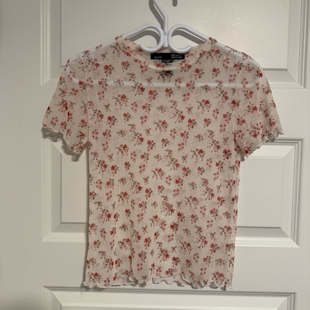 Rebel Sugar Floral Mesh Top